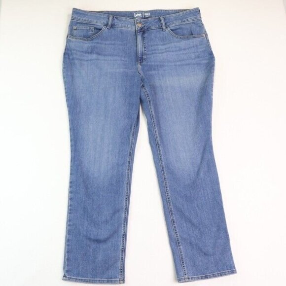 Lee Jeans Womans 22 WM Blue Midrise Regular Fit Straight Stretch New - Picture 1 of 7